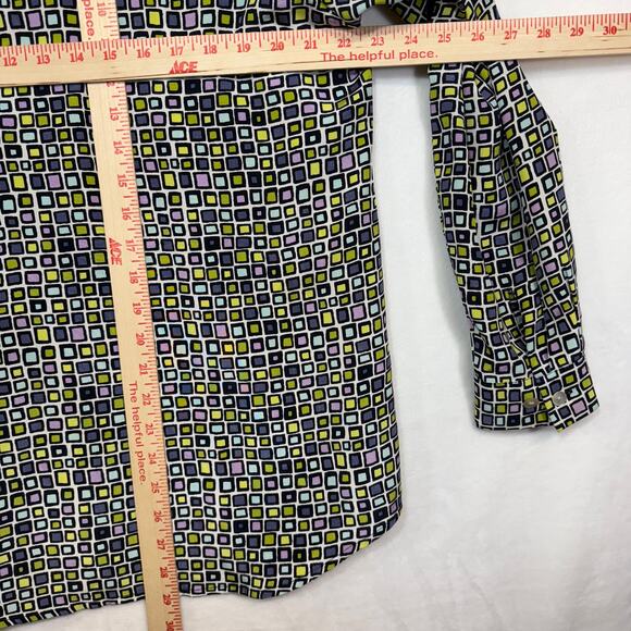 August Max Woman 12W 100% Silk Retro Print Buttoned Top Funky 70s Luxury Costume - Picture 6 of 10